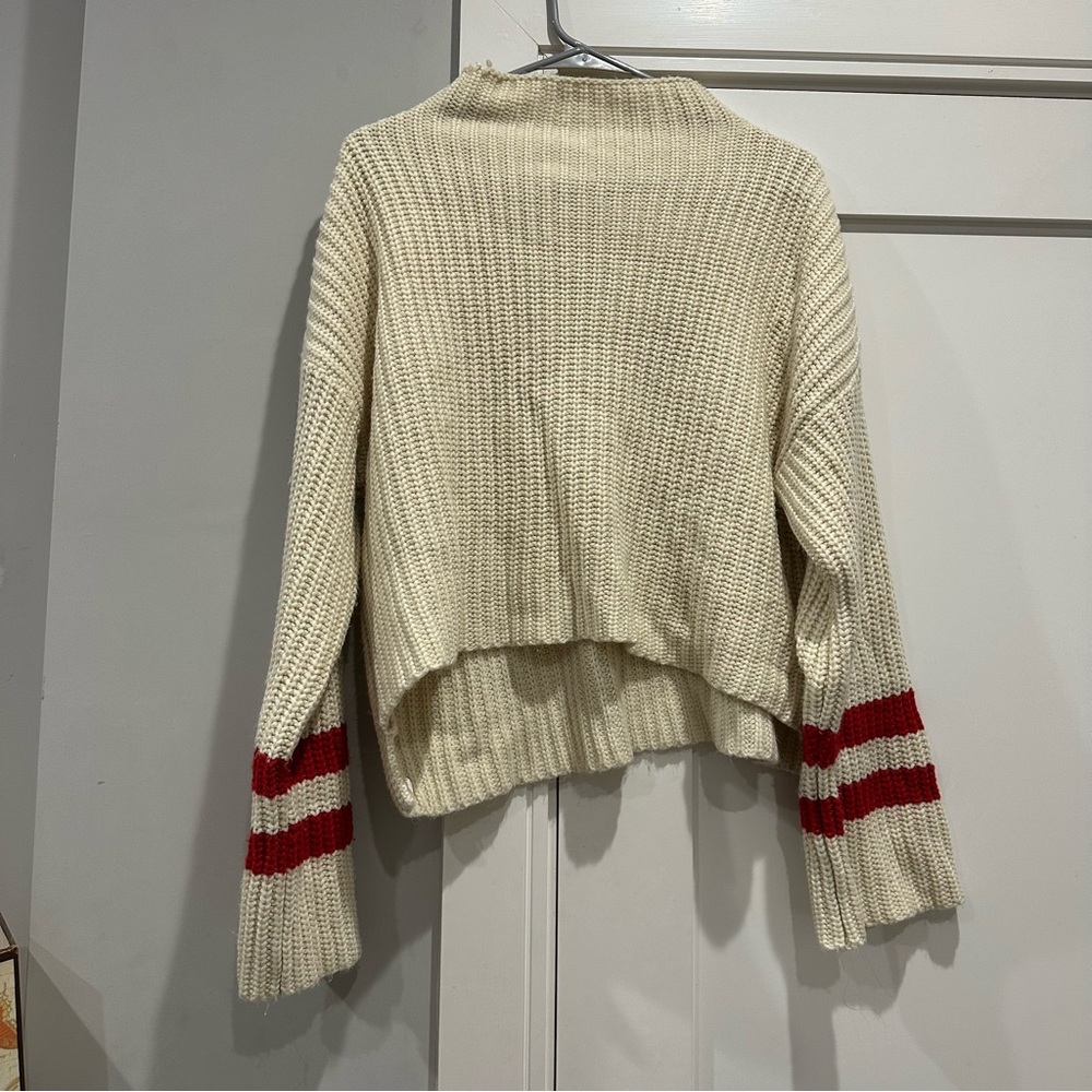 Lost + Wander Mulberry Sweater Cream Mockneck Knit Varsity Striped Sweater View 4